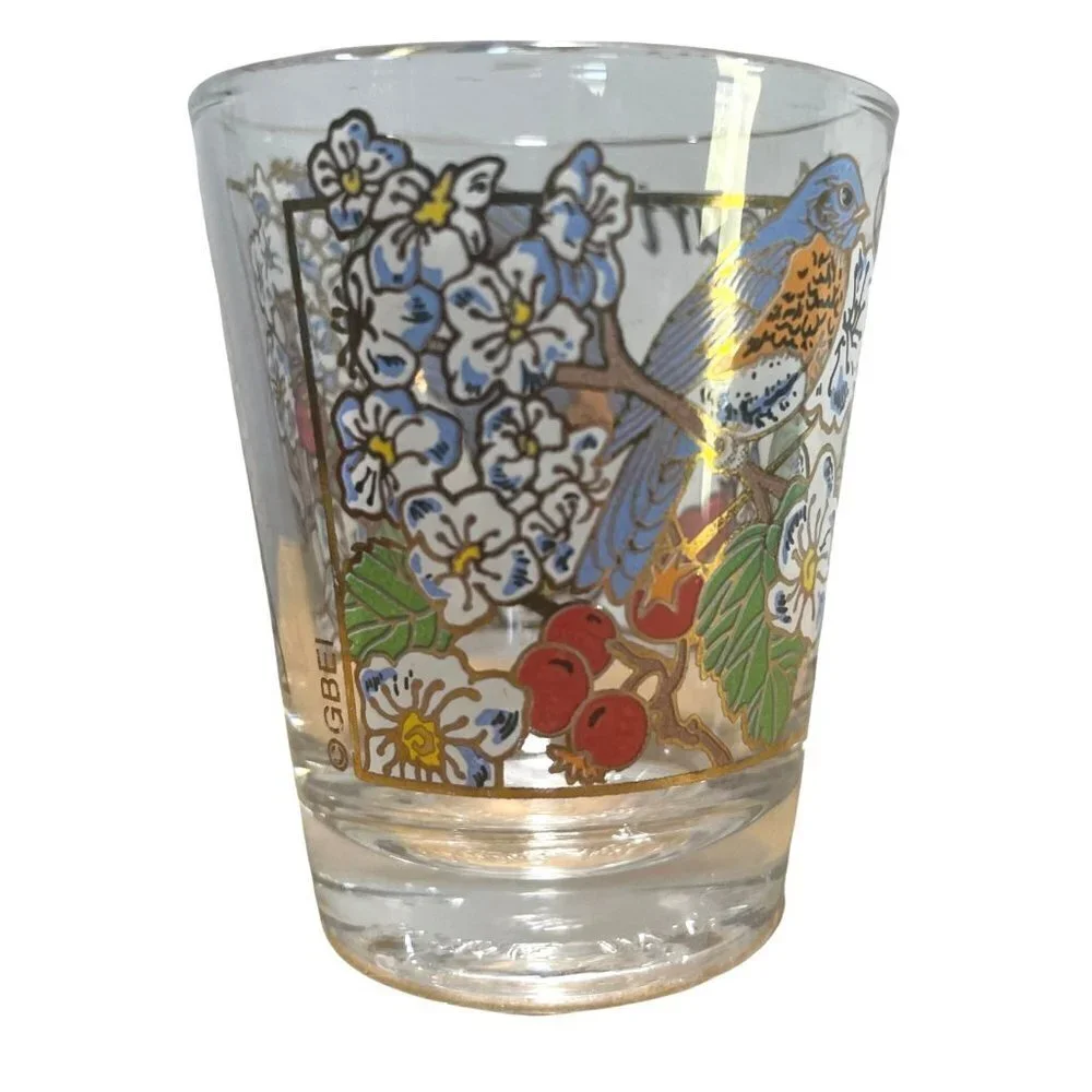 Shot‎ Glass Missouri Bluebirds Flowers Souvenir Tourist